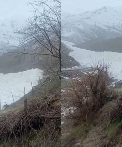 Hakkari’de köye doğru ilerleyen çığ saniye saniye görüntülendi