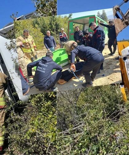 Hatay’da uçuruma yuvarlanan hafriyat kamyonunun sürücüsü hayatını kaybetti