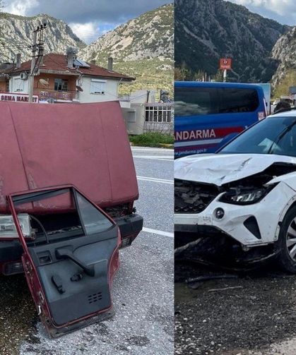 Antalya Akseki Murtiçi’nde kaza! 2 otomobil çarpıştı 3 yaralı