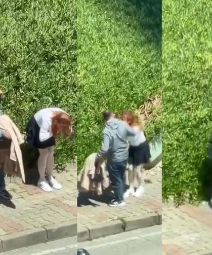 Tartıştığı kadını sokak ortasında yumruklayarak darbetti