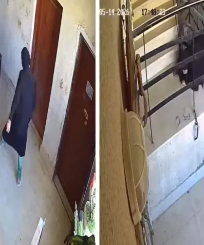Kediyi Tekmeleyen Kadın Saniyeler Sonra Yere Düştü