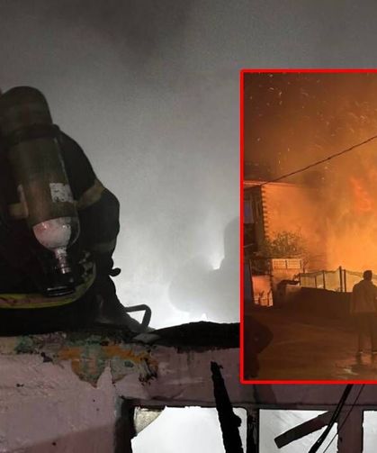Tek katlı bina alevlere teslim oldu: O anlar kamerada