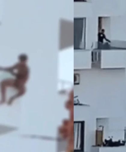 7. Kattaki Balkonda Asılı Kalan Çıplak Turist Beton Zemine Düştü