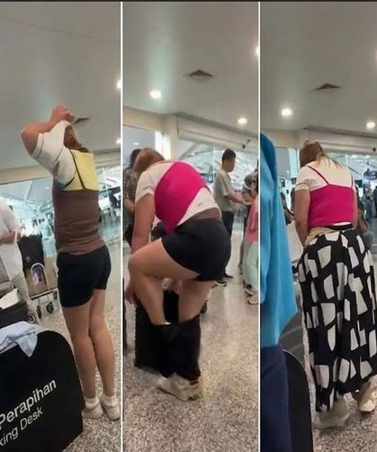 Bagaj ücretinden kaçmak için yaptığı şey herkesi şaşırttı: Hafiflesin diye üst üste giydi