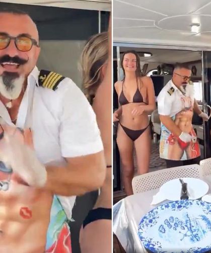 Lüks teknede skandal görüntüler: Tekne kaptanı turistlerle şov yaptı
