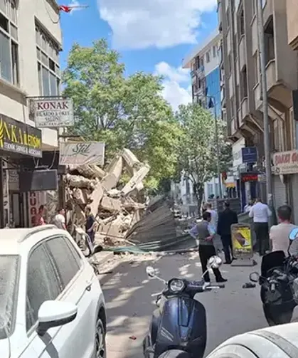 Yıkımı yapılan 9 katlı binada çökme meydana geldi