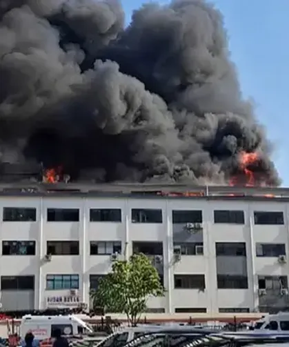 İş merkezinde korkutan yangın