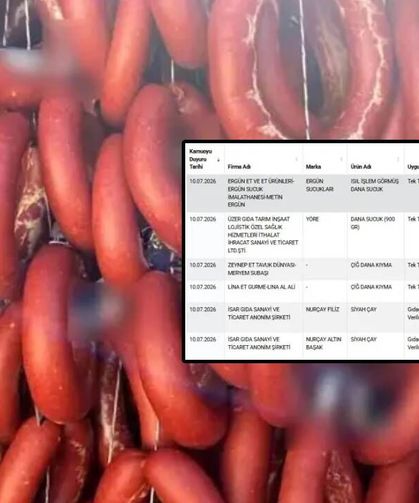 Liste güncellendi: Kıyma ve sucukta 'tek tırnaklı eti' ve 'deri' bulundu