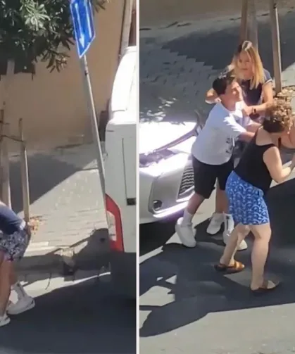 Anne ile kızları sokak ortasında birbirlerine girdi