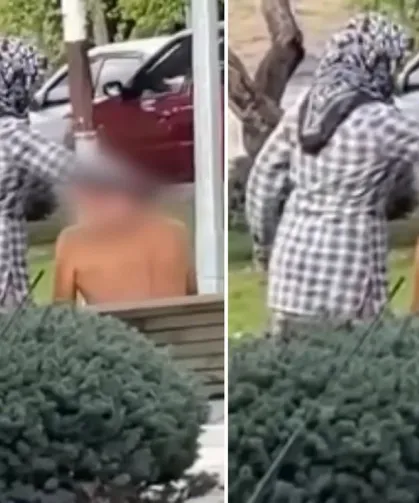 Banyoyu kirletmemek için eşini çocuk parkında tıraş etti