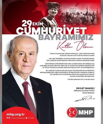 Bahçeli, 29 Ekim Cumhuriyet Bayramı'nı Kutladı