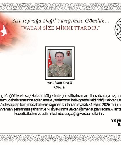 Hakkari'de Hudut Geçişinde Yaralanan Er Şehit Oldu