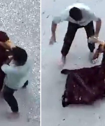 Sokak ortasında kadına şiddet: Boğazını sıktı, yerde sürükledi