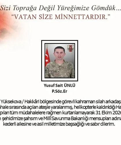 Yusuf Sait Ünlü kimdir, nasıl şehit oldu? Hakkari Yüksekova’da ne oldu?