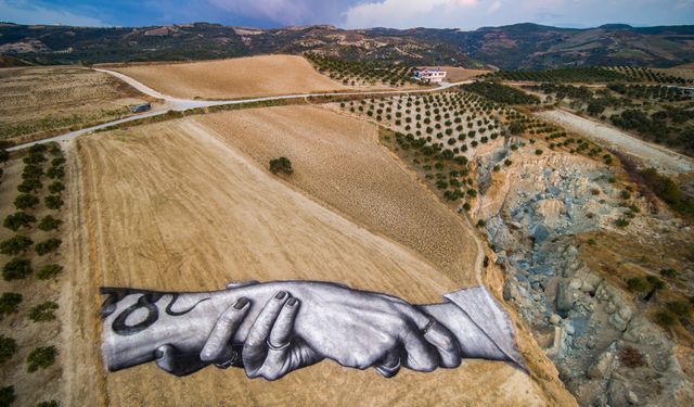 Fransız Sanatçı Saype'den Depremzedelere Kardeşlik Mesajı: Bahçede Dev Eser