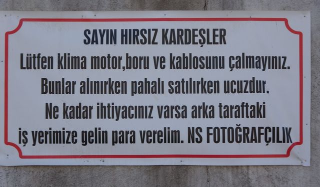 Kahramanmaraş Esnafından Hırsıza Eğlenceli Not: "Lütfen Klima Motoru ve Kablosunu Çalmayınız!"