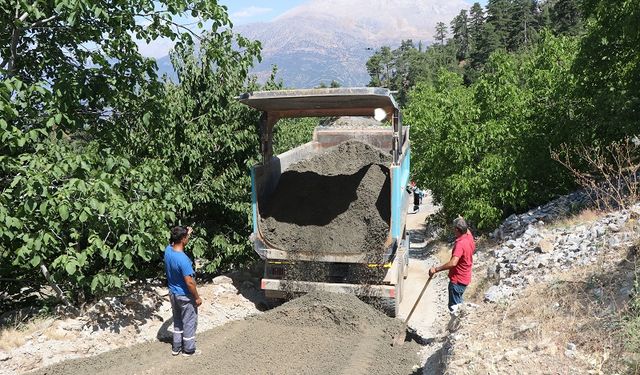 Yürüme engelli torunların konforlu ulaşımı için evinin yollarına beton döküldü