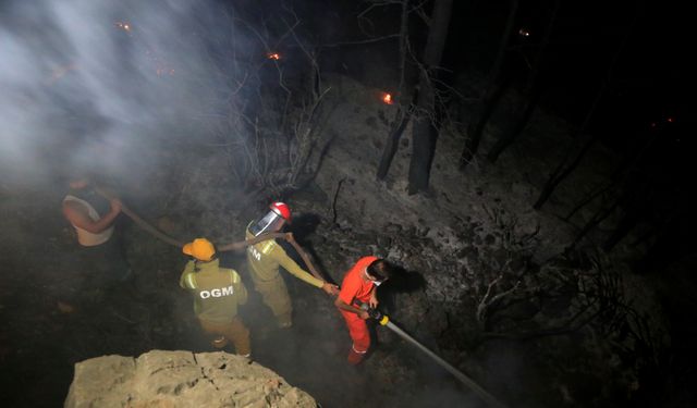 Alevlere müdahale eden orman işçisi metrelerce aşağı yuvarlandı, kalkıp görevine devam etti