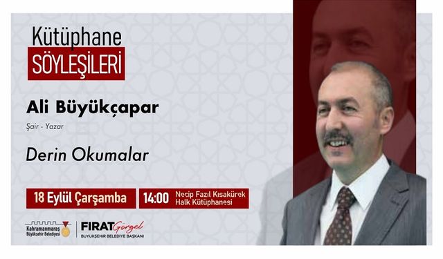 Ali Büyükçapar, Kahramanmaraş'ta Kitapseverlerle Buluşacak