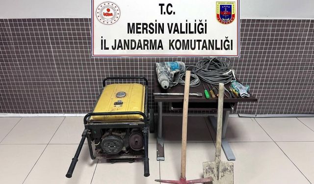 Mersin'de izinsiz kazı yapan 5 şüpheli suçüstü yakalandı