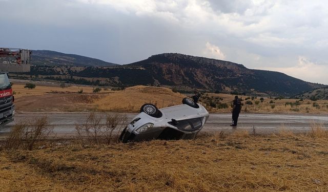 Pazarcık’ta otomobil takla attı: 1 yaralı