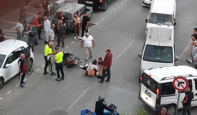 Yol Geçişinde Şok Anlar: Genç Kıza Çarpan Motorlu Bisiklet