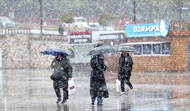 Erzurum'a Mayısın ortasında lapa lapa kar yağdı