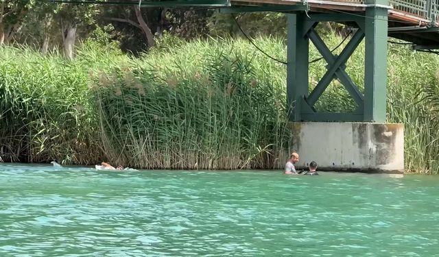 Adana’da Gençler Köprü Halatlarına Tırmanarak Seyhan Nehri’ne Atladı
