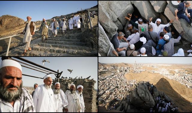 Hazreti Muhammed'e ilk vahyin ulaştırıldığı Hira Mağarası'na hacı adaylarının zorlu ziyareti