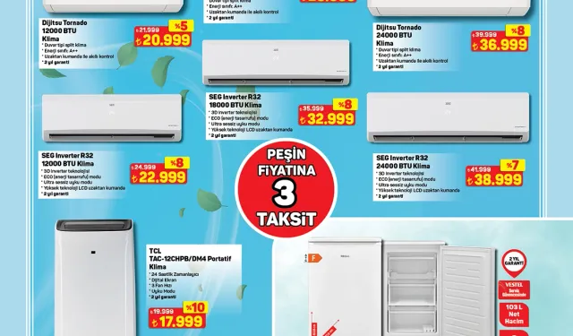 A101 Peşin Fiyatına 3 Taksitle Klima ve Beyaz Eşya Satacak