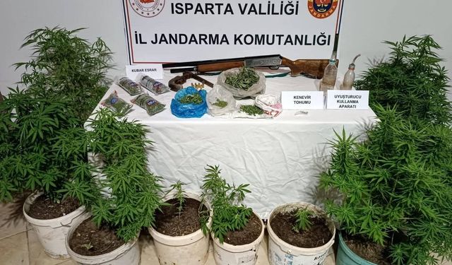Isparta’da Ruhsatsız Silah ve Esrar Ele Geçirildi