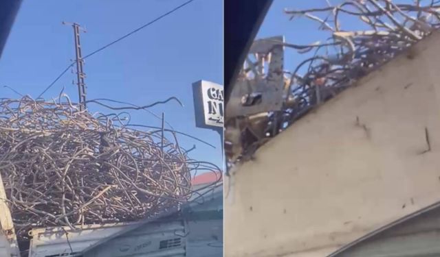 Kahramanmaraş’ta demir yüklü kamyonet trafikte tehlike saçtı