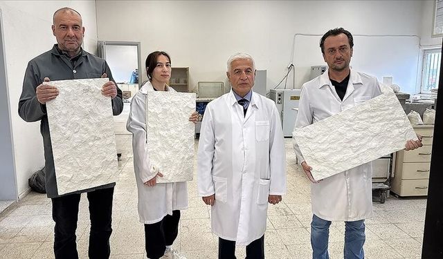 Afyon Kocatepe Üniversitesi’nden çevreci buluş: Mermer tozundan dış cephe kaplaması üretildi