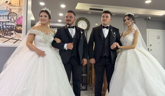 Babalarının izinden gittiler: Aynı gün evlenerek geleneği yaşattılar