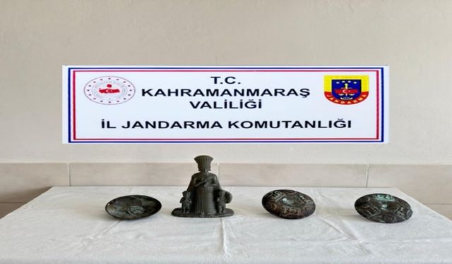 Kahramanmaraş Göksun’da Roma dönemine ait 4 tarihi obje ele geçirildi