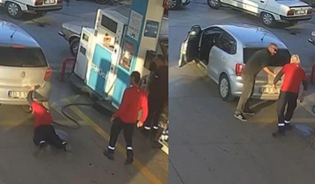 LPG pompası takılıyken hareket eden araca pompacı son anda müdahale etti