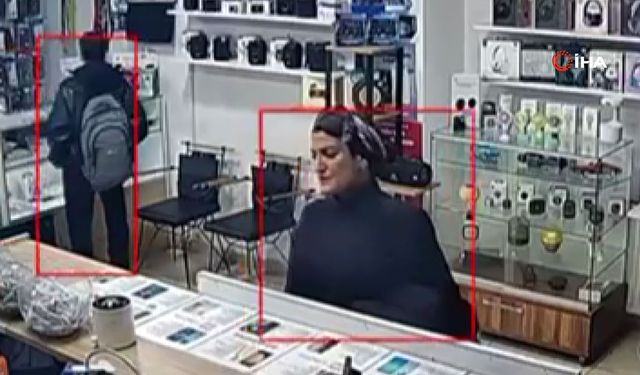 Telefonunu ücretsiz tamir ettirmek isteyen kadın, iş yerinden hoparlör çalıp kaçtı