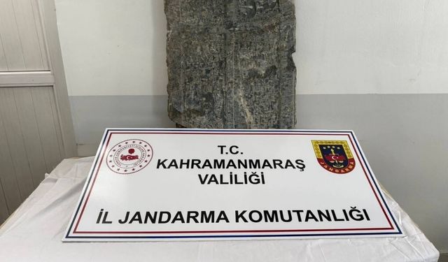 Göksun’da Bizans mezar taşı ele geçirildi: 3 kişiye tarihi eser soruşturması