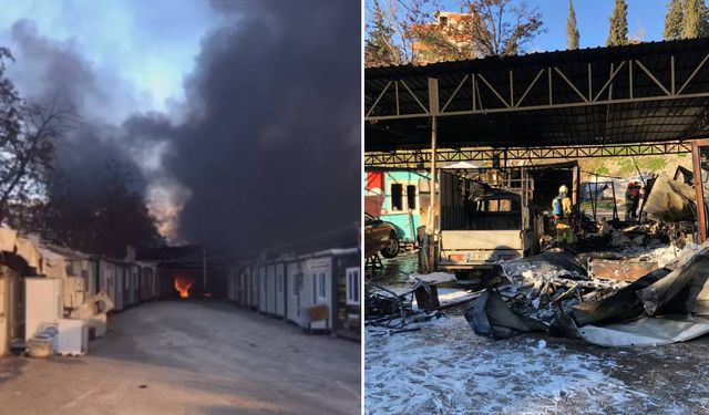 Kahramanmaraş'ta konteyner iş yerinde korkutan yangın