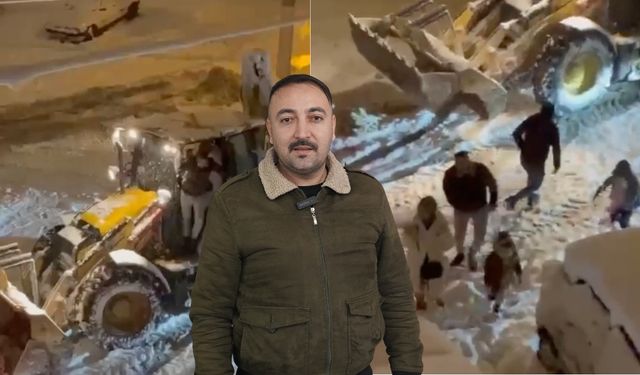 Kahramanmaraş’ta yollar kapanınca misafirliğe iş makinesiyle gittiler