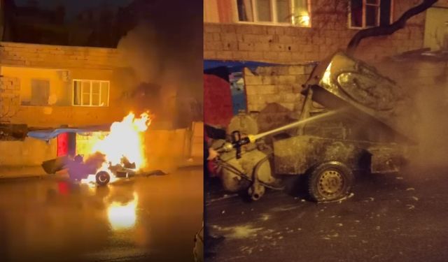 Kahramanmaraş'ta iş makinesi alev aldı