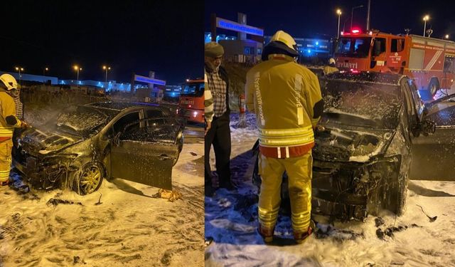 Kahramanmaraş’ta OSB Önünde Araç Alev Aldı