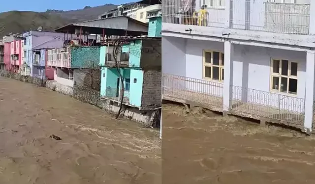 Siirt’te Bitlis Çayı Taştı, Su Evlerin Balkonlarına Ulaştı