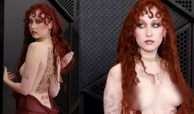 Ünlü oyuncu ödül törenine sütyensiz çıktı