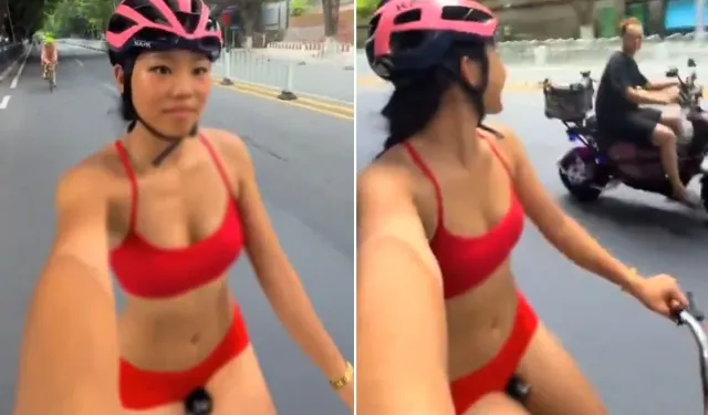 Bikiniyle Trafiğe Çıkan Bisikletli 5 Kazaya Sebep Oldu