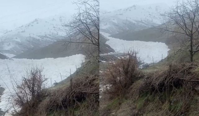 Hakkari’de köye doğru ilerleyen çığ saniye saniye görüntülendi