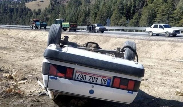 Kahramanmaraş’ta korkutan kaza: otomobil takla attı