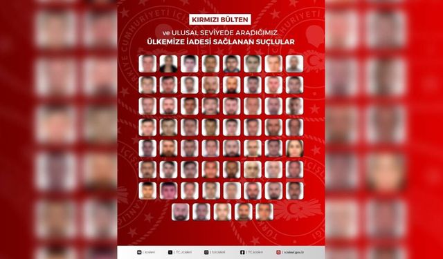 16'sı kırmızı bültenle aranan 61 suçlu Türkiye'ye getirildi