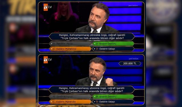 Kahramanmaraş’ın tescilli lezzeti Tirşik Çorbası Kim Milyoner Olmak İster ekranlarında!