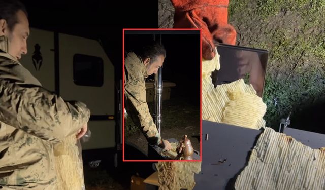 Kahramanmaraşlı sanatçı Kıraç, sobanın üzerinde tarhana pişirdi